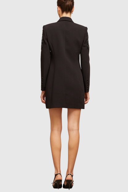 Charnita Sequin Embellished Blazer Dress - Black