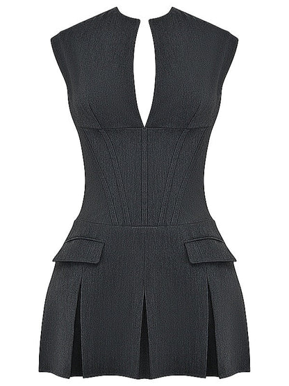 Eleanor Charcoal Pleated Corset Dress