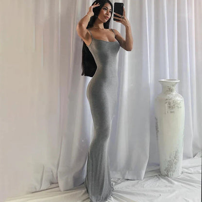Sleeveless Backless Black Party Midi Dress