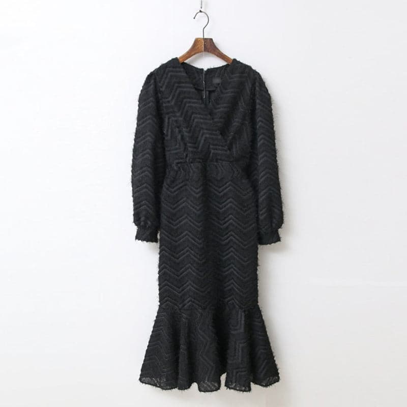 DressBetty - Elegant Chic V Neck Long Sleeve Mermaid Dress