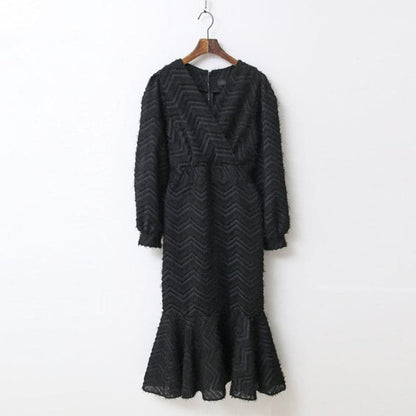 DressBetty - Elegant Chic V Neck Long Sleeve Mermaid Dress