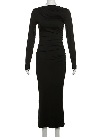 DressBetty - 2024 Spring Elegant O-neck Long Sleeve Bodycon Dress