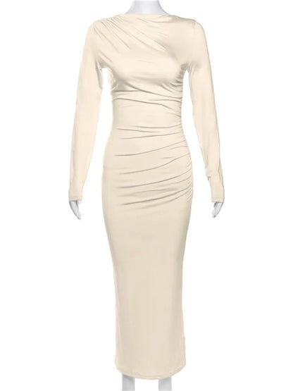 DressBetty - 2024 Spring Elegant O-neck Long Sleeve Bodycon Dress