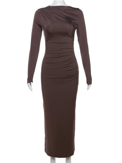 DressBetty - 2024 Spring Elegant O-neck Long Sleeve Bodycon Dress