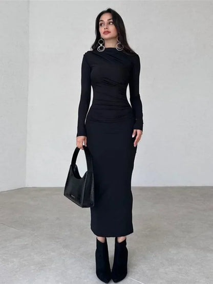 DressBetty - 2024 Spring Elegant O-neck Long Sleeve Bodycon Dress