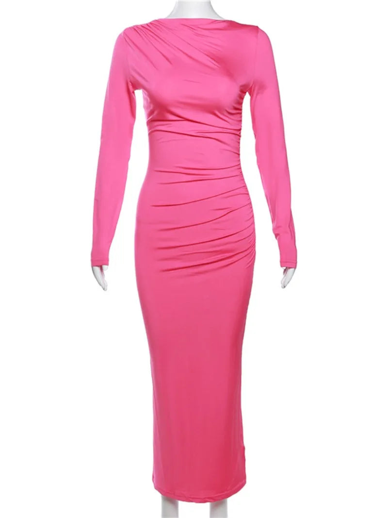 DressBetty - 2024 Spring Elegant O-neck Long Sleeve Bodycon Dress
