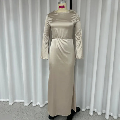 DressBetty - 2024 Autumn Fashion Slim Flare Sleeve Lace Up Maxi Dress