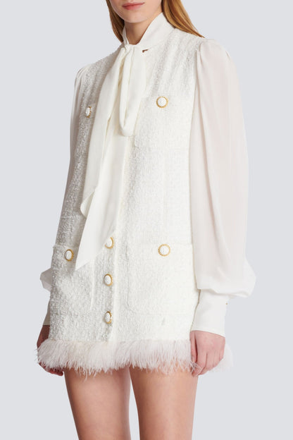 Enid Bow-detail Tweed Mini Dress