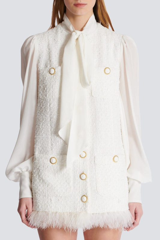 Enid Bow-detail Tweed Mini Dress