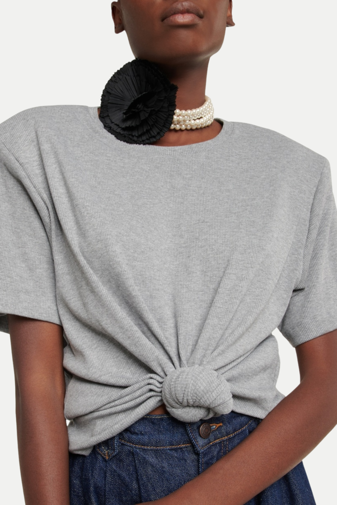 Orlina Knotted T-Shirt - Grey