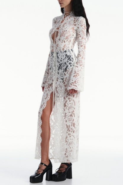 Exon Lace Up Split Midi Dress
