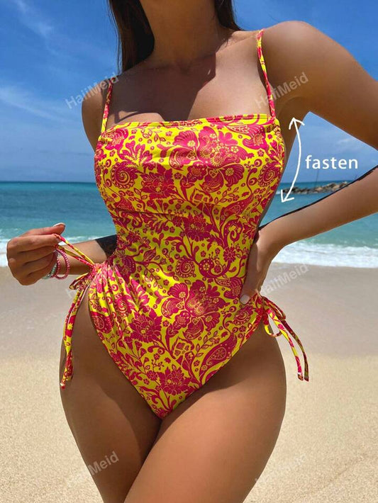 Sunbathing Girl Floral One-Piece