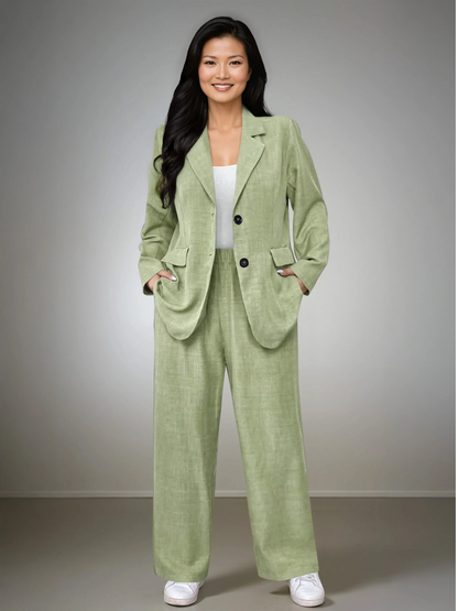 Plus Size Elegant Lapel Suit Jacket And Pants