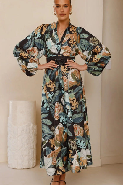 Relaxed Belted Puff Sleeve Dress