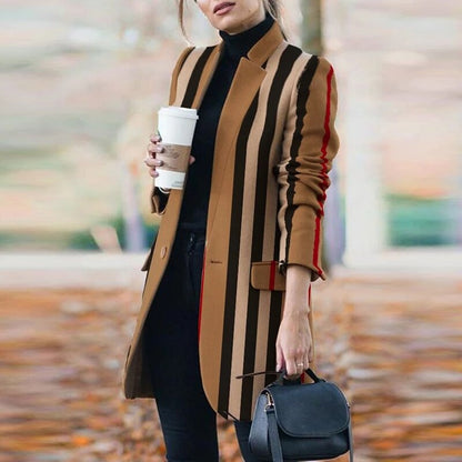 DressBetty - Plaid Printing Long Thin Coat