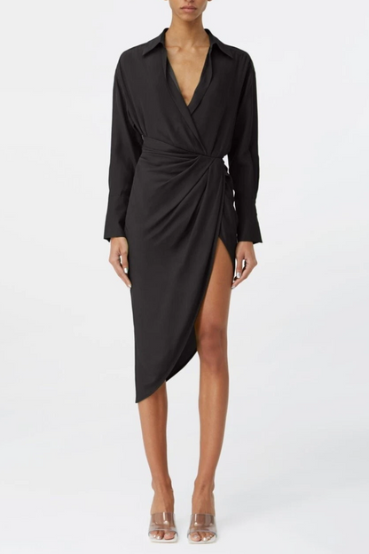 Fanbia Twisted Mini Shirtdress - Black