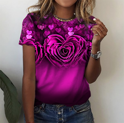 DressBetty - Fashion Women Blouse Sexy Tops for Woman 3D Rose Printing Short