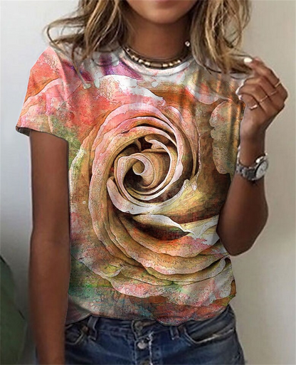 DressBetty - Fashion Women Blouse Sexy Tops for Woman 3D Rose Printing Short