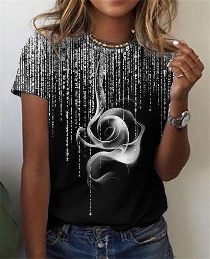 DressBetty - Fashion Women Blouse Sexy Tops for Woman 3D Rose Printing Short