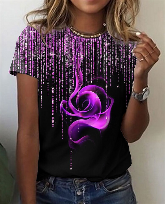 DressBetty - Fashion Women Blouse Sexy Tops for Woman 3D Rose Printing Short