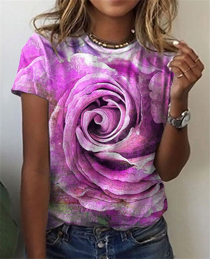 DressBetty - Fashion Women Blouse Sexy Tops for Woman 3D Rose Printing Short