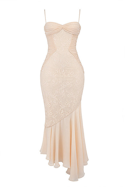 Felicia Vanilla Chiffon & Lace Dress