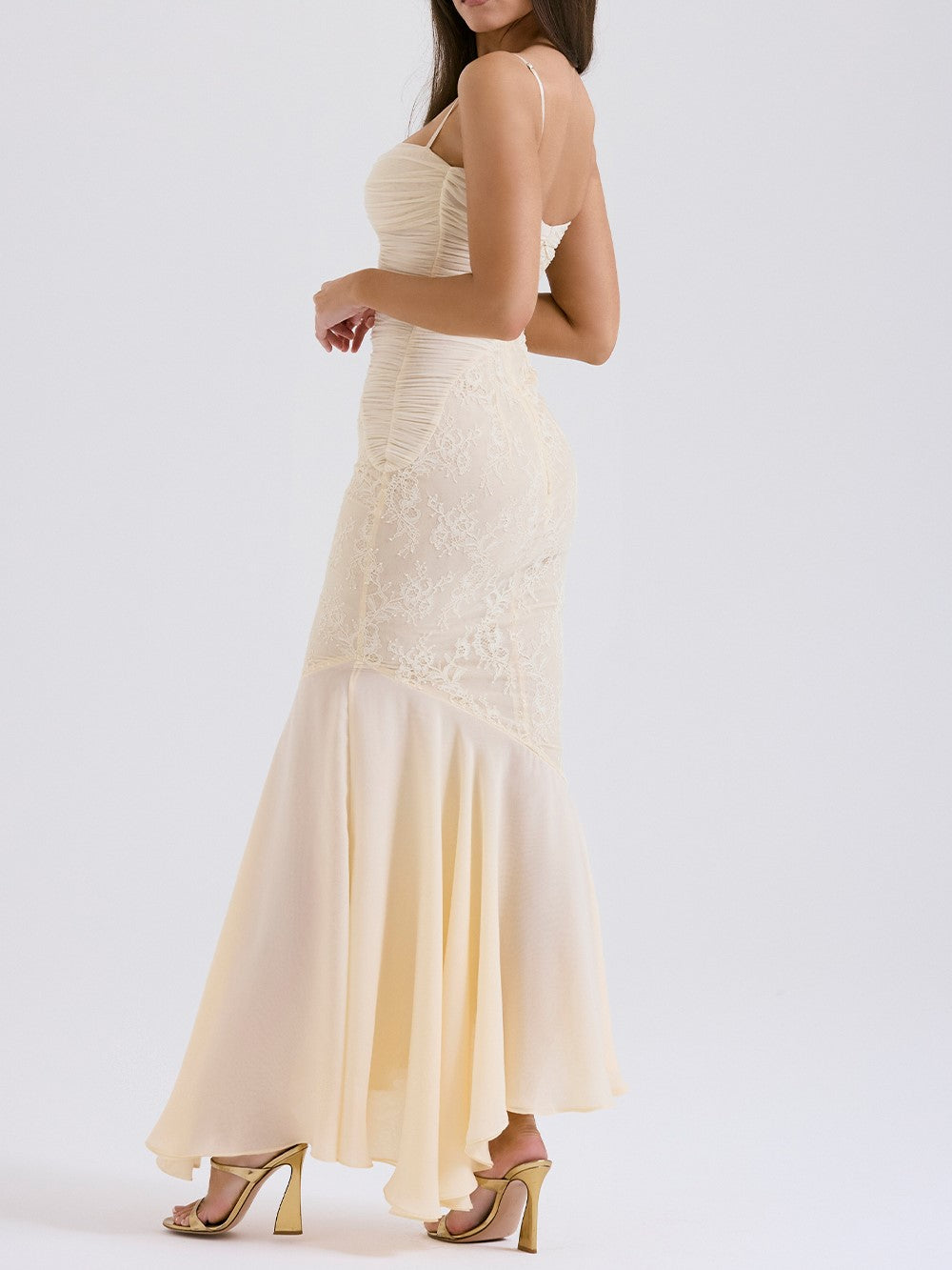 Felicia Vanilla Chiffon & Lace Dress