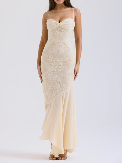 Felicia Vanilla Chiffon & Lace Dress