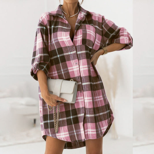DressBetty - Retro Casual Plaid Blouse