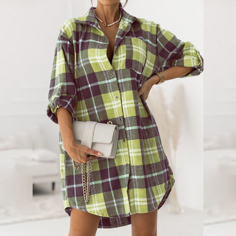 DressBetty - Retro Casual Plaid Blouse