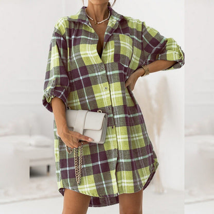 DressBetty - Retro Casual Plaid Blouse