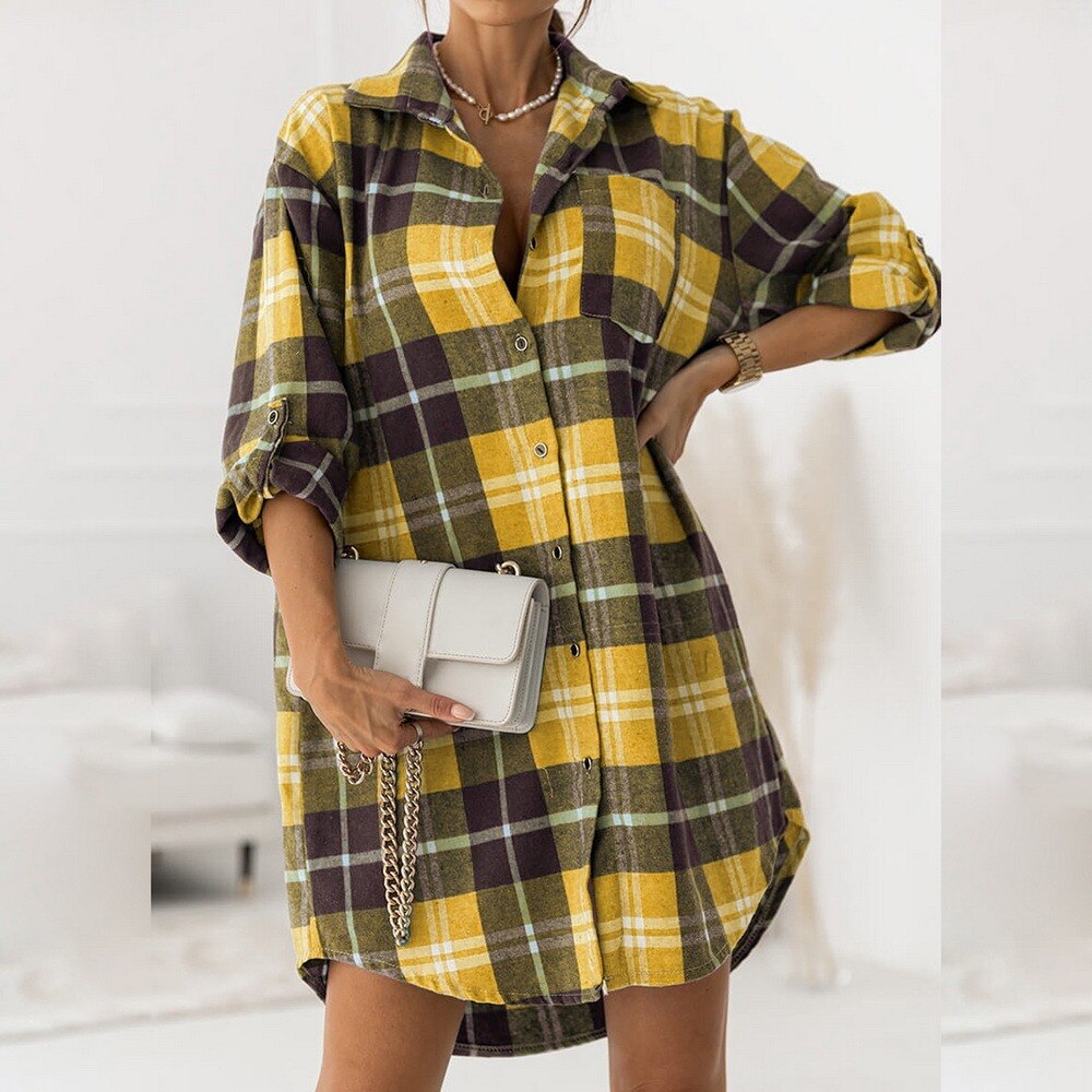 DressBetty - Retro Casual Plaid Blouse