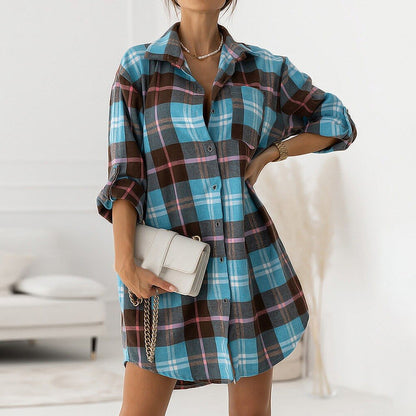 DressBetty - Retro Casual Plaid Blouse