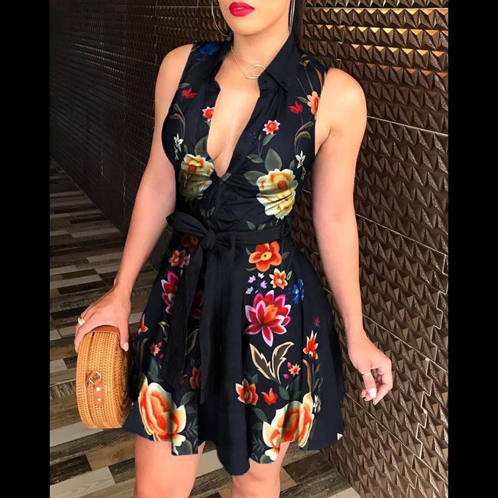 DressBetty - Floral Print Summer Beach Dress
