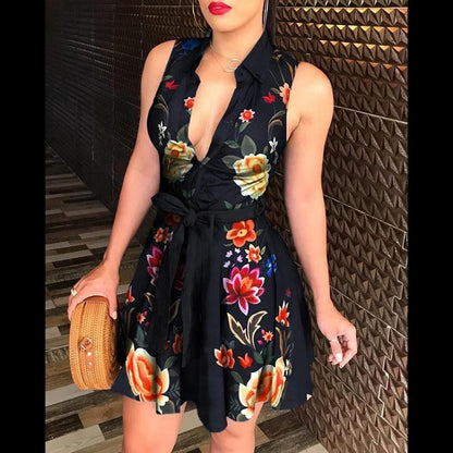 DressBetty - Floral Print Summer Beach Dress