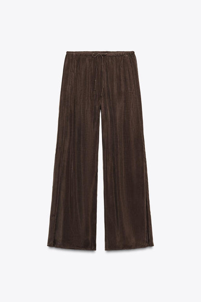 Cowl Neck Sleeveless Top & Wide - Leg Pants Set
