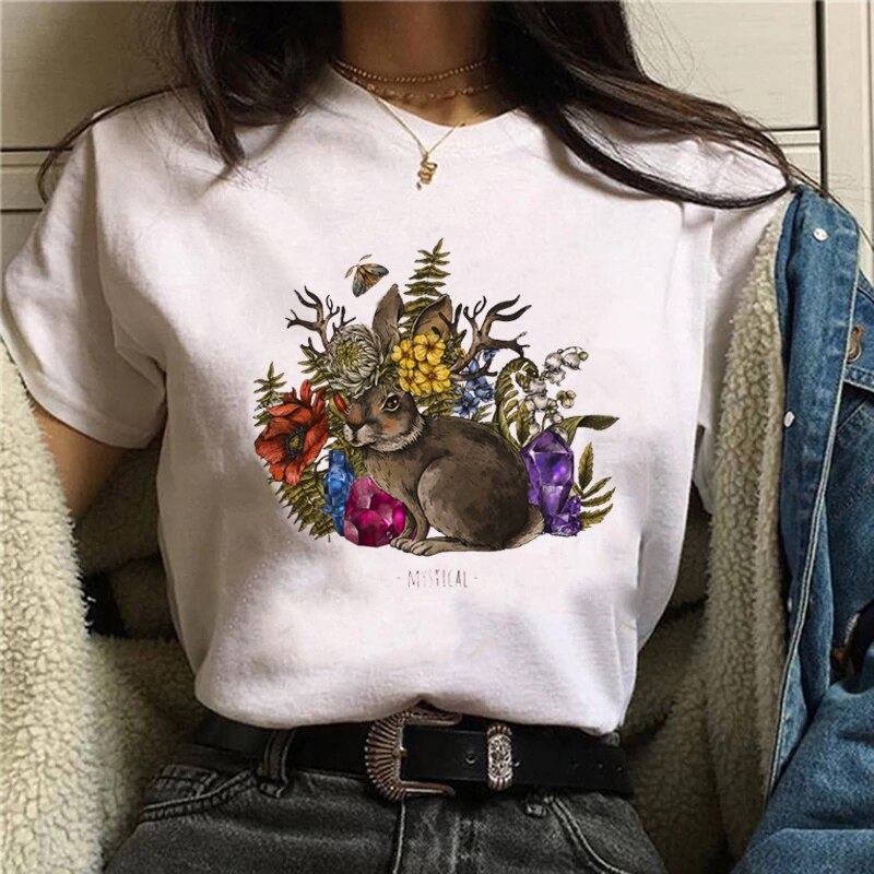 DressBetty - Funny Mushroom Print T-shirt Women's Fashion Versatile Top T-shirt
