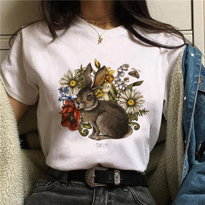 DressBetty - Funny Mushroom Print T-shirt Women's Fashion Versatile Top T-shirt