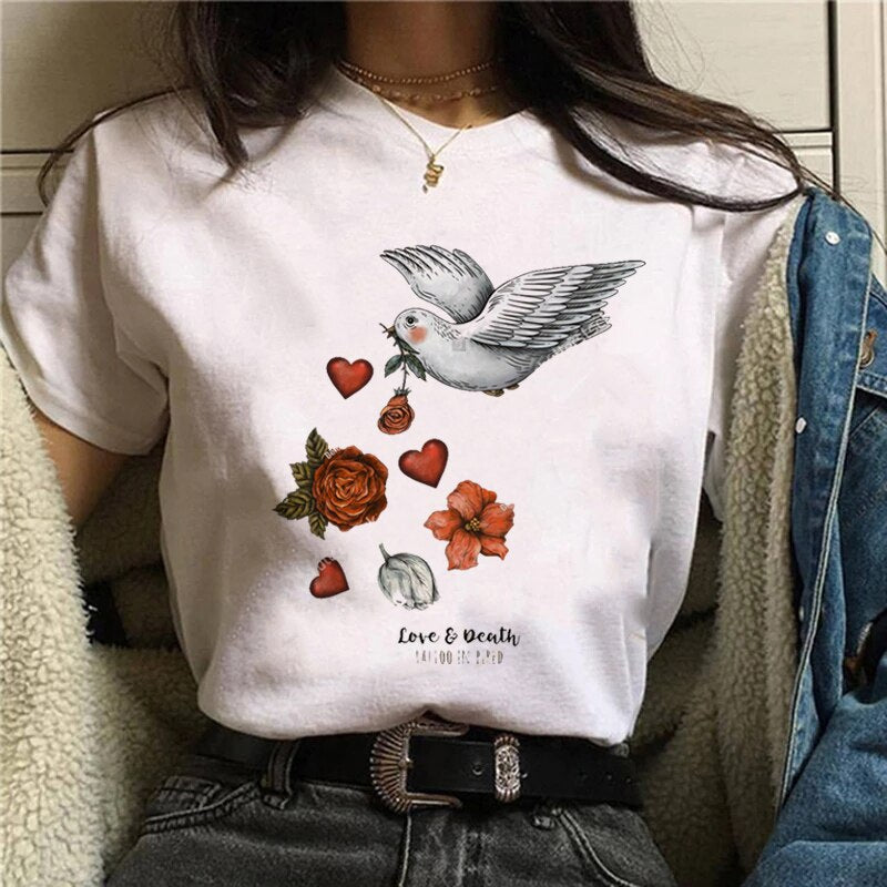 DressBetty - Funny Mushroom Print T-shirt Women's Fashion Versatile Top T-shirt