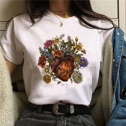 DressBetty - Funny Mushroom Print T-shirt Women's Fashion Versatile Top T-shirt