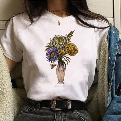 DressBetty - Funny Mushroom Print T-shirt Women's Fashion Versatile Top T-shirt
