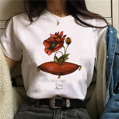 DressBetty - Funny Mushroom Print T-shirt Women's Fashion Versatile Top T-shirt
