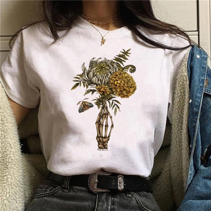 DressBetty - Funny Mushroom Print T-shirt Women's Fashion Versatile Top T-shirt