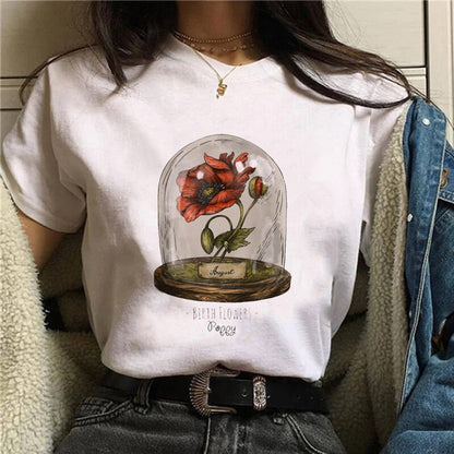 DressBetty - Funny Mushroom Print T-shirt Women's Fashion Versatile Top T-shirt