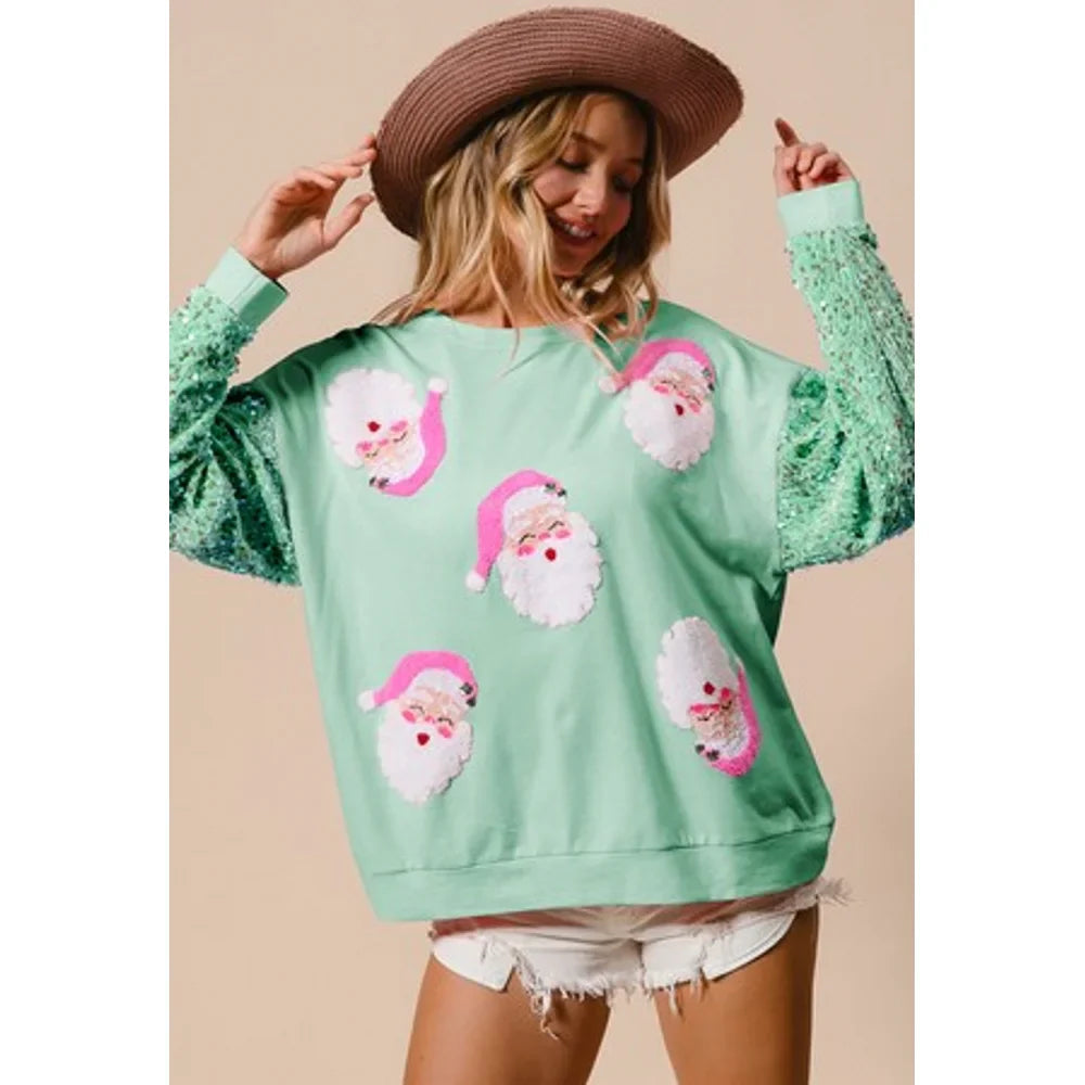 Glitter Patchwork Vintage Harajuku Slim Streetwear Christmas Hoodie