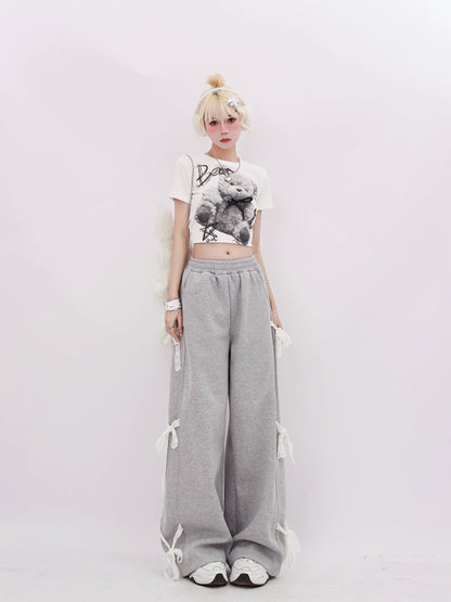 Gray Side Bow Tie Sweatpants