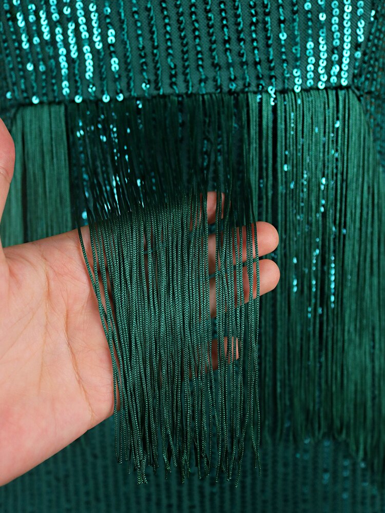 DressBetty - Green Tassel Sexy Irregular Length Sequins Retro Evening Cocktail Party Outfits