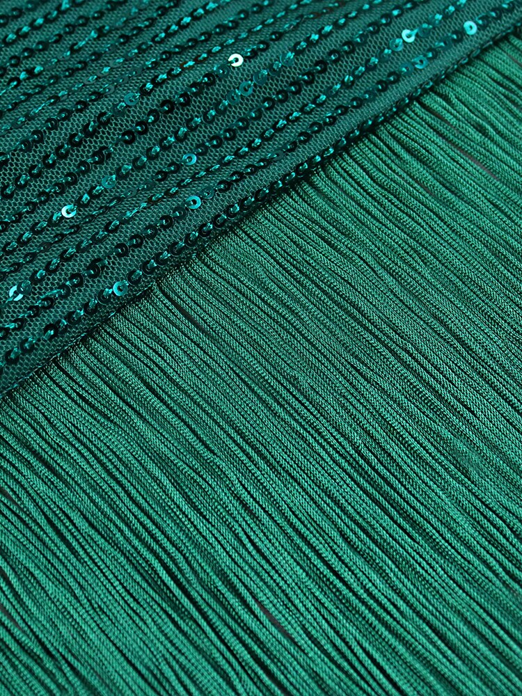 DressBetty - Green Tassel Sexy Irregular Length Sequins Retro Evening Cocktail Party Outfits