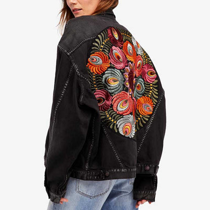 DressBetty - Floral Embroidered Denim Jacket