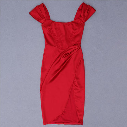 DressBetty - Runway Fashion Sexy Off-Shoulder Split Red Corset Dress